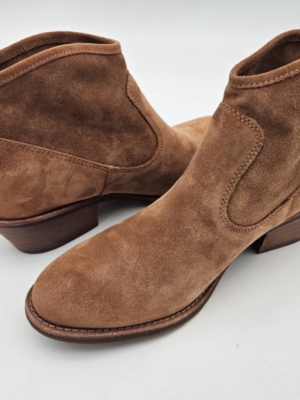 Sofft Tan Suede Ankle Boot with Floral Sole Detail - Picture 2 of 7